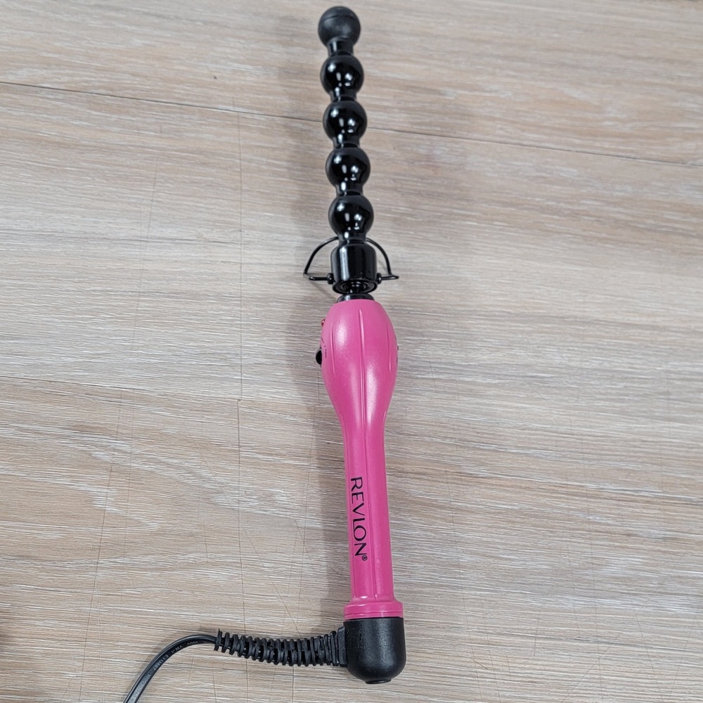 Revlon RVIR3018 Bubble Curling Wand Pink Black Ceramic Ball Barrel Dual Voltage